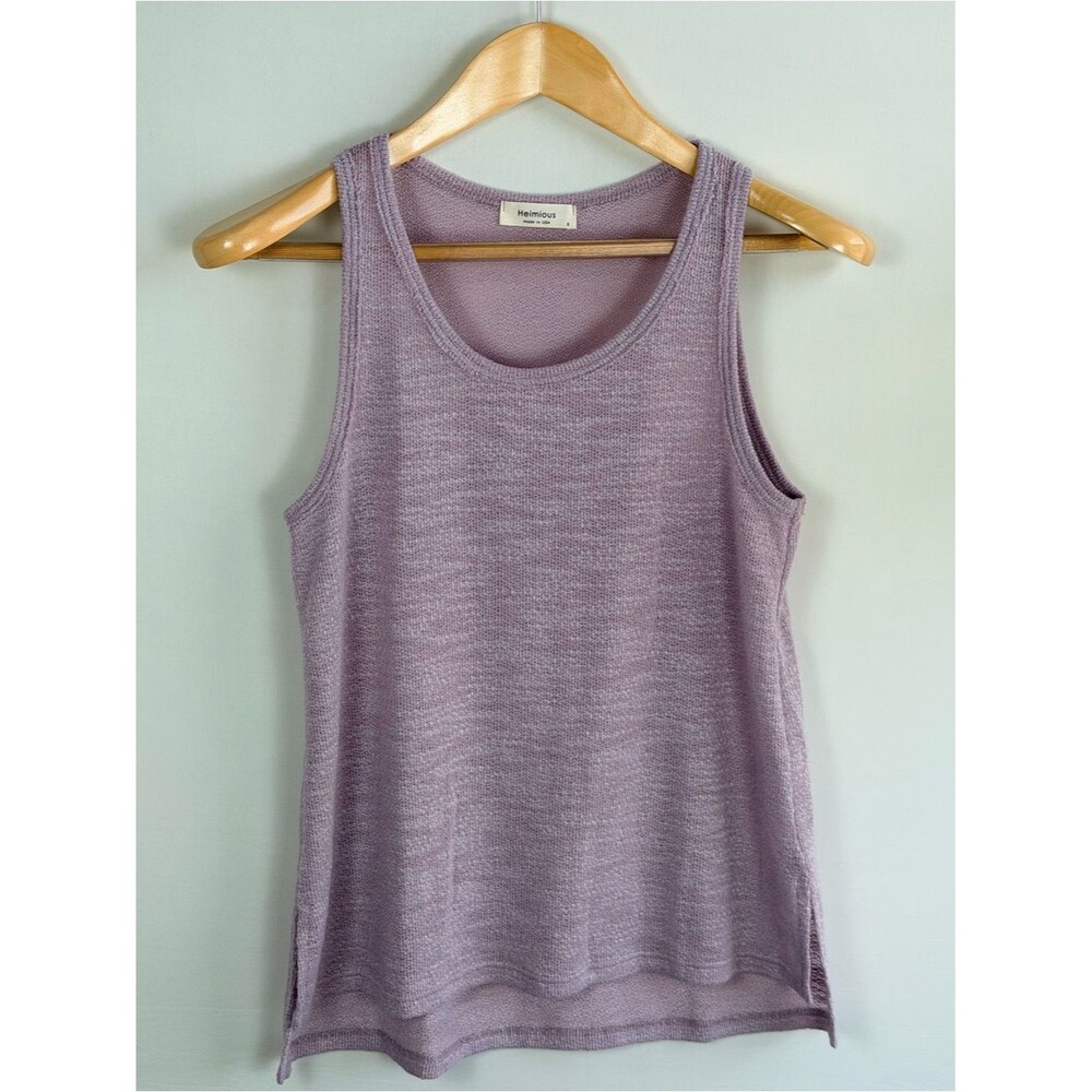 Heimious Lavender Brushed Knit Tank Top Sleeveless Tunic Small